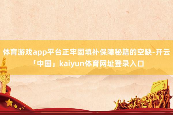 体育游戏app平台正牢固填补保障秘籍的空缺-开云「中国」kaiyun体育网址登录入口