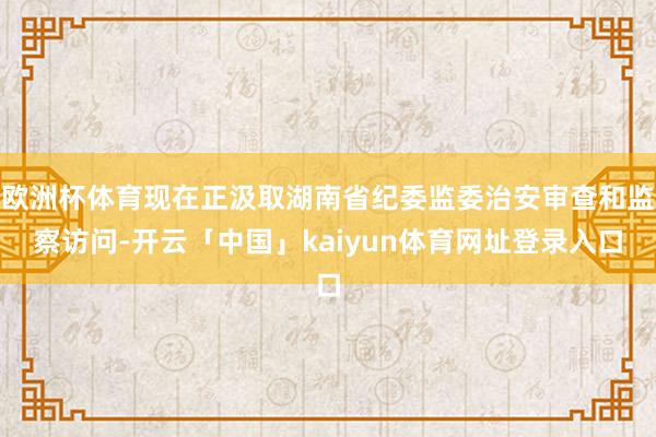 欧洲杯体育现在正汲取湖南省纪委监委治安审查和监察访问-开云「中国」kaiyun体育网址登录入口