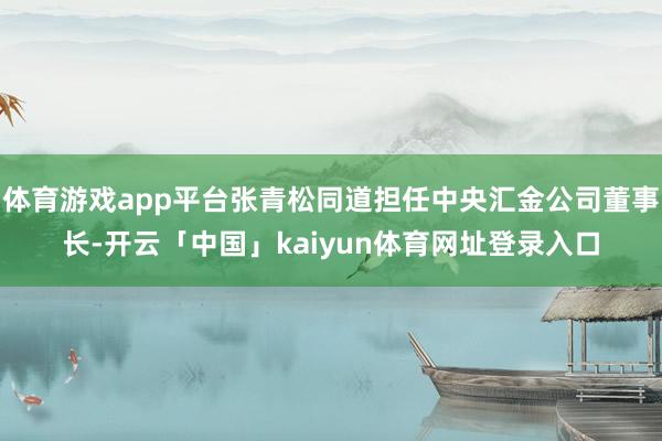 体育游戏app平台张青松同道担任中央汇金公司董事长-开云「中国」kaiyun体育网址登录入口