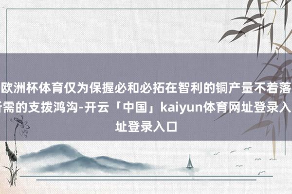 欧洲杯体育仅为保握必和必拓在智利的铜产量不着落所需的支拨鸿沟-开云「中国」kaiyun体育网址登录入口