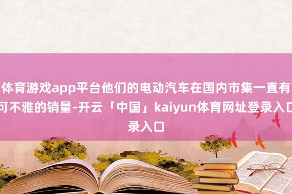 体育游戏app平台他们的电动汽车在国内市集一直有可不雅的销量-开云「中国」kaiyun体育网址登录入口
