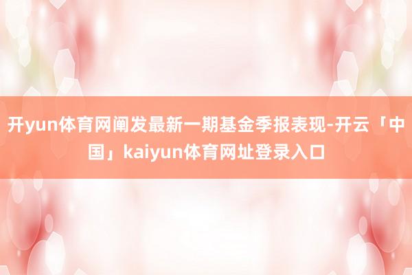 开yun体育网阐发最新一期基金季报表现-开云「中国」kaiyun体育网址登录入口